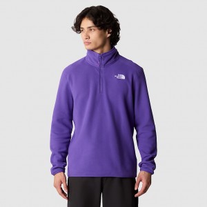 The North Face 100 Glacier 1/4 Zip Fleece Sweatshirt Erkek Mor | NF0A93O6H