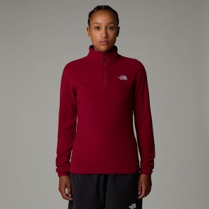 The North Face 100 Glacier 1/4 Zip Fleece Sweatshirt Kadın Kırmızı | NF0A46Y6S