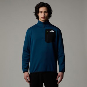 The North Face Crest 1/4 Zip Fleece Sweatshirt Erkek Lacivert | NF0A99N9H