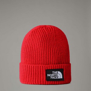The North Face Logo Box Cuffed Bere Kadın Kırmızı | NF0A19R7S