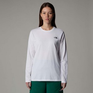 The North Face Long-Sleeve Simple Dome Tişört Kadın Beyaz | NF0A76X4A
