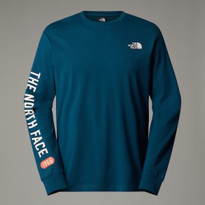 The North Face Long-Sleeve Varsity Graphic Tişört Erkek Lacivert | NF0A47V5P