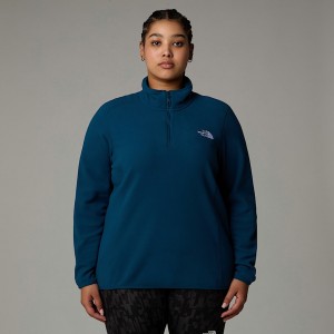 The North Face Plus Size 100 Glacier 1/4 Zip Fleece Sweatshirt Kadın Lacivert | NF0A26S1C
