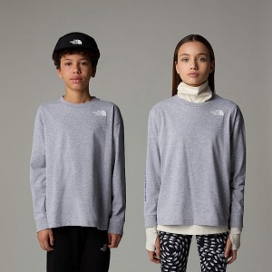 The North Face Varsity Graphic Oversized Long-Sleeve Tişört Çocuk Gri | NF0A09O5H