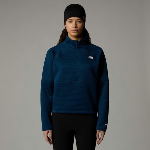 The North Face Vertical Thermal 1/4 Zip Fleece Sweatshirt Kadın Lacivert | NF0A10Y6D